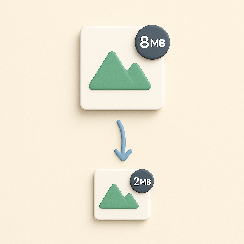 Compress image online — 8 MB JPEG shrinks to 2 MB
